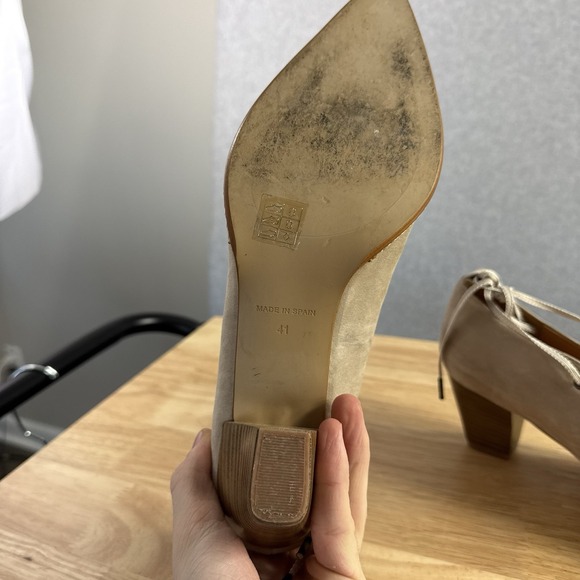SUNDANCE Odell Heels Taupe Beige Suede Ankle Lace Up Heels 10-10.5 41 - Picture 8 of 8